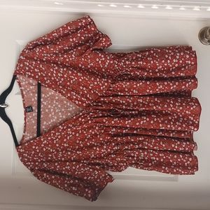 Shein floral flutter ruffled sleeve blouse